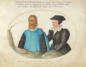 Plate 1: Pedro González (Petrus Gonsalvus) and His Wife, Catherine, c. 1575/1580. Creator: Joris Hoefnagel