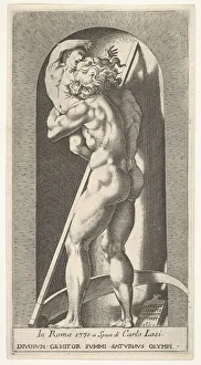 Plate 1: Saturn in a niche devouring his son, standing before a scythe