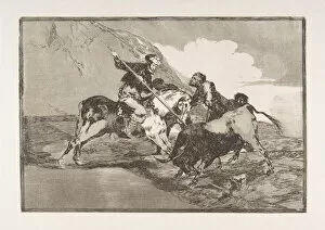 Bullfighting Collection: Plate 1 from The Tauromaquia : The way in which the ancient Spaniards hunted bulls