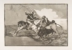 Plate 1 from The Tauromaquia : The way in which the ancient Spaniards hunted bulls