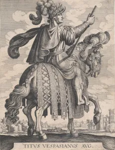 Images Dated 28th October 2020: Plate 10: Emperor Titus on Horseback, from The First Twelve Roman Caesars after Tempe