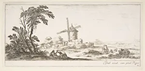 Plate 10: a family in center foreground, various figures and horses in middleground, a Plate 10: a family in center foreground, various figures and horses in middleground, a