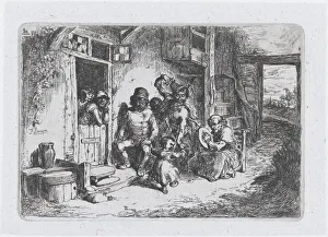 Custom Collection: Plate 10: two figures dancing, another seated playing an drum