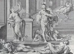 Bartolomeo Crivellari Gallery: Plate 10: Ulysses compelling Circe to restore his companions human shapes