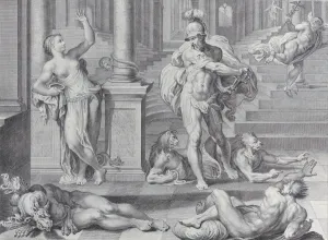 Bartolommeo Prints: Plate 10: Ulysses compelling Circe to restore his companions human shapes