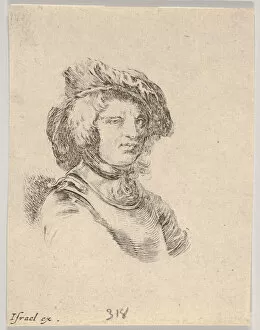 Stefano Della Gallery: Plate 11: bust of a man wearing a cap and looking towards the right