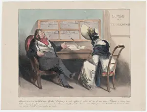 Plate 11: Monsieur on m'a vole un billet de 1000 francs, 1838. Creator: Honore Daumier.<br> Plate 11: Monsieur on m'a vole un billet de 1000 francs, 1838