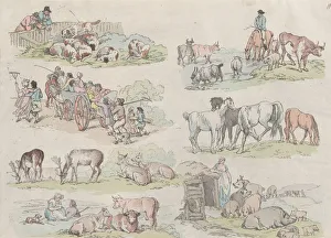 Charabanc Prints: Plate 11, Outlines of Figures, Landscapes and Cattle... for the Use of Learners