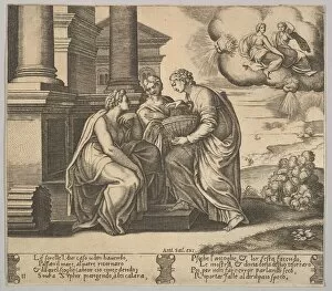 Master Of The Gallery: Plate 11: Psyche gives presents to her sisters, from The Fable of Psyche, 1530-60
