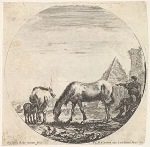 Pyramid Gallery: Plate 11: the pyramid of Caius Cestius to right in the background, a horse grazing