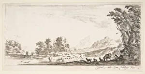 Plate 11: shepherdess seated to the right under a tree, watching her flock to the left Plate 11: shepherdess seated to the right under a tree, watching her flock to the left
