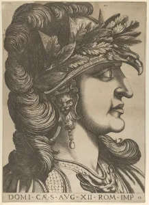 Domitian Prints: Plate 12: Domitian in profile to the right, from The Twelve Caesars, 1610-40