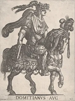 Plate 12: Emperor Domitian on horseback facing right from the First Twelve Emperors Plate 12: Emperor Domitian on horseback facing right from the First Twelve Emperors