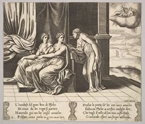 Sisters Collection: Plate 12: Psyches sisters persuade her a serpent is sleeping with her, from The Fable