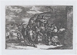 Custom Collection: Plate 13: a group of people outdoors including possibly musicians