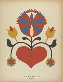 Floral Design Gallery: Plate 13: From the Portfolio 'Folk Art of Rural Pennsylvania', c. 1939. Creator: Unknown