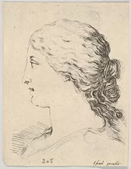 Della Bella Gallery: Plate 14: head of a woman, in profile, from The Book for Learning to Draw (Livre pou