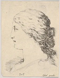 Della Bella Prints: Plate 14: head of a woman, in profile, from The Book for Learning to Draw (Livre pou
