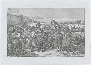 Custom Collection: Plate 14: a large group of people outdoors, possibly a troupe of actors