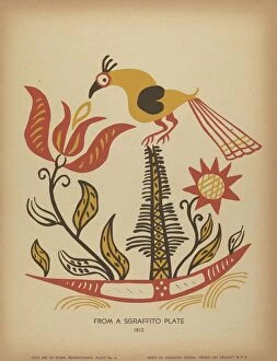 Floral Design Gallery: Plate 14: From the Portfolio 'Folk Art of Rural Pennsylvania', c. 1939. Creator: Unknown