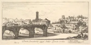 Metropol Prints: Plate 14: Senatorial Bridge, today called the Ponte Rotto (Broken Bridge). 1. Temple o