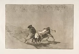 Goya Collection: Plate 14 from the Tauromaquia : The very skillful student of Falces, wrapped in his cape