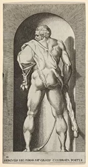 Strong Gallery: Plate 15: Hercules standing in a niche, wearing a lion skin and holding a club