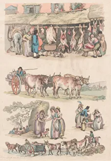 Butchers Prints: Plate 15, Outlines of Figures, Landscapes and Cattle... for the Use of Learners, Ju