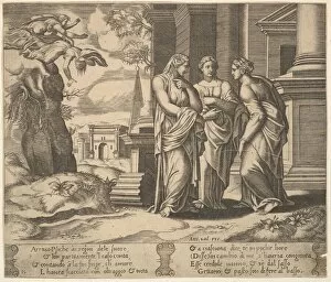 Master Of The Gallery: Plate 15: Psyche relating her misfortunes to her sisters, from The Fable of Psyche
