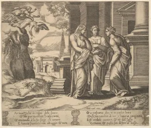 Die Master Of The Collection: Plate 15: Psyche relating her misfortunes to her sisters, from The Fable of Psyche