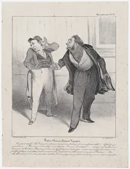 Villain Prints: Plate 15: Robert Macaire commis-voyageur, 1838. Creator: Honore Daumier