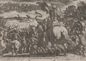 Aelst Nicolaus Van Collection: Plate 16: David Killing Goliath, from The Battles of the Old Testament, ca.... ca