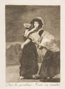 Foolishness Prints: Plate 16 from Los Caprichos : For heavens sake: and it was her mother (Dios la Perdone