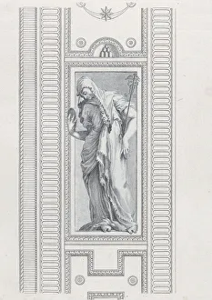 Bartolommeo Crivellari Gallery: Plate 16: mythological figure holding a mirror, 1756. Creators: Bartolomeo Crivellari