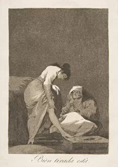 Sex Worker Gallery: Plate 17 from Los Caprichos : It is nicely stretched (Bien tirada está.), 1799