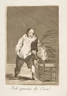 Drunkard Collection: Plate 18 from Los Caprichos : And his house is on fire (Ysele quema la Casa.), 1799