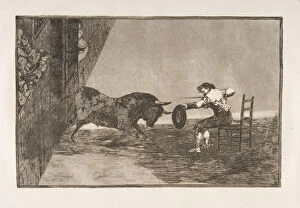 Goya Collection: Plate 18 of the Tauromaquia : The daring of Martincho in the ring at Saragossa, 1816