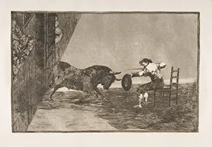 Francisco De Prints: Plate 18 of the Tauromaquia : The daring of Martincho in the ring at Saragossa, 1816