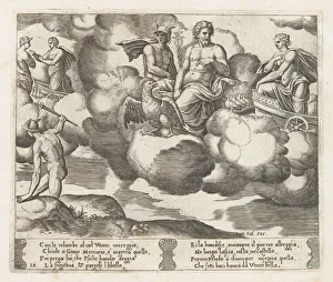 Die Master Of The Prints: Plate 18: Venus in her dove-drawn chariot complaining to Jupiter