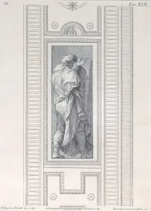 Bartolommeo Crivellari Gallery: Plate 19: figure seen from behind with left hand raised, 1756