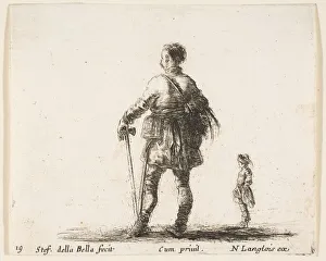 Plate 19: a Polish nobleman in court dress, standing in center, seen from behind, a Plate 19: a Polish nobleman in court dress, standing in center, seen from behind, a