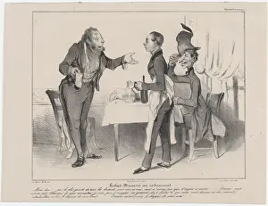 Restaurant Prints: Plate 19: Robert Macaire at the restaurant