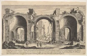 Etienne Prints: Plate 19: view of the Baths of Caracalla, indicating with inscribed letter A the places