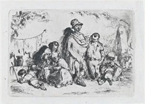 Custom Collection: Plate 2: a group of people in the street, possibly beggars