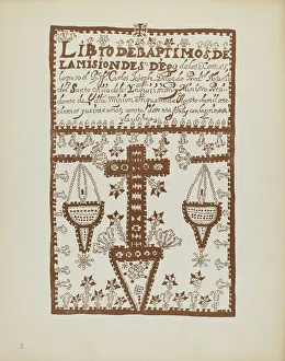 Plate 2: Jemez Book of Baptisms: From Portfolio Spanish Colonial Designs of New Mexico, 1935 / 1942. Creator: Unknown
