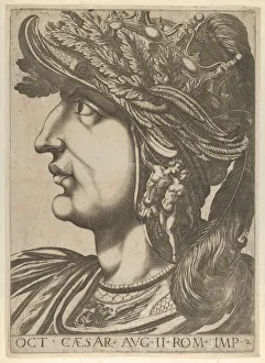 Etching And Engraving Prints: Plate 2: Octavian in profile to the left, from The Twelve Caesars, 1610-40. 1610-40