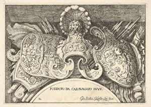Caravaggio Polidoro Da Gallery: Plate 2: trophies of Roman arms from decorations above the windows on the second floor