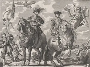 Johannes Prints: Plate 20: Charles V and Ferdinand on Horseback; from Guillielmus Becanuss Serenissimi