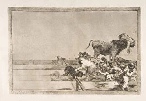 Blood Sports Gallery: Plate 21 from the Tauromaquia : Dreadful events in the front rows of the ring at Madrid