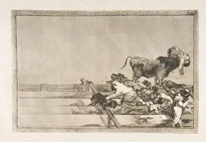 Francisco De Prints: Plate 21 from the Tauromaquia : Dreadful events in the front rows of the ring at Madrid